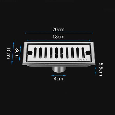(10x20cm Mid)Bathroom Silver Shower 10cm Wide Floor Drain Sus 304 Stainless Steel Large Displacement Deodorant Anti-rust Floor Drain (1/4)
