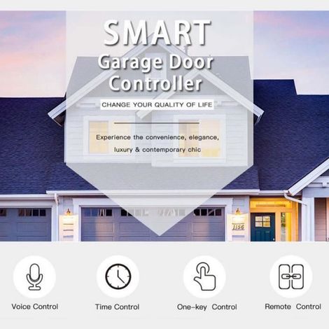 Contrôleur Porte Garage - WiFi 2.4 GHz - App Tuya Smart Life - Compatible Alexa Google Assistant - 100-240 V - 16 A - 3000 W - 90 x 40 x 25 mm - 1 Pièce (1/4)