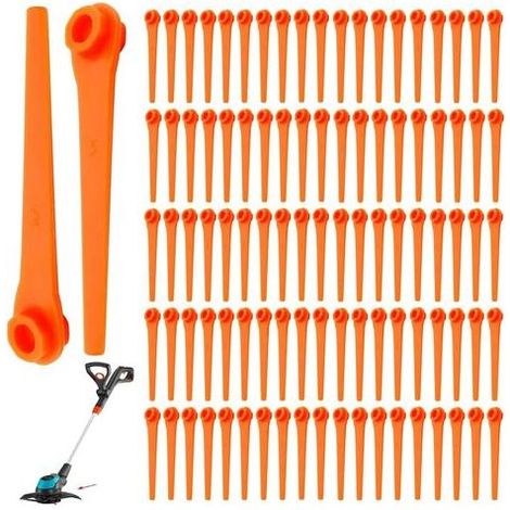 Packung mit 100 Ersatzklingen aus Kunststoff für Gardena Rasentrimmer 9823, 9825, 9820 und 9821, 70 mm (1/5)