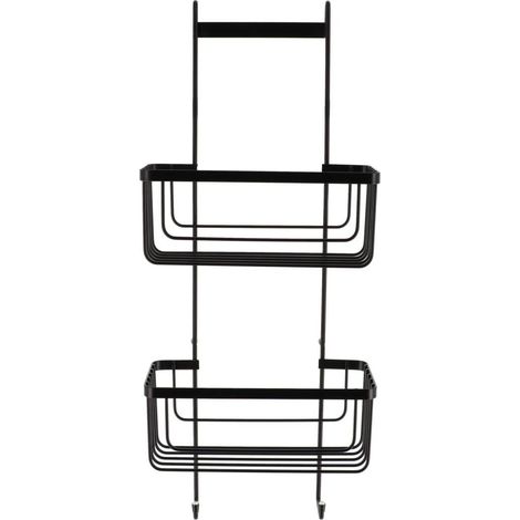 Set paravento in metallo 2 cestini + 2 ganci - nero opaco - Tendance