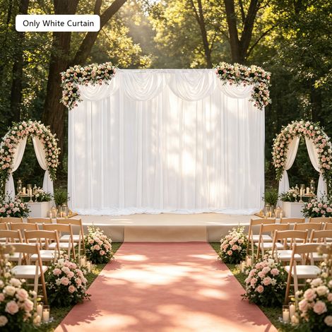Accessoire Déco Fenêtre - Panneau De Voilage Froissé Aspect‑ Soie glacée, Galon Fronceur Compatible Tringle Traversante, Éclairage Adouci pour la maison et le mariage (Blanc, 300 x 300 cm) (1/5)