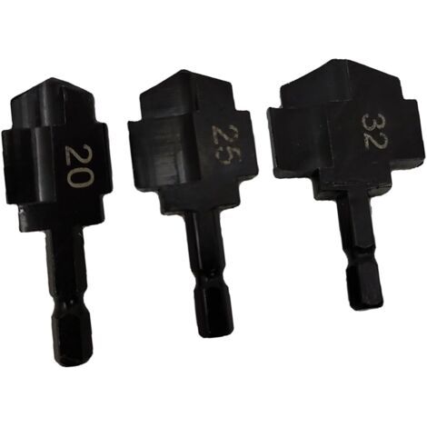 3 Pièces Forets D'alésage de Tuyaux HSS Ti Enduit Tige Hexagonale 1/4 Pouces Forets pour Produits en Plastique PPR Noir avec Bord de Coupe à 90 Degrés (1/5)