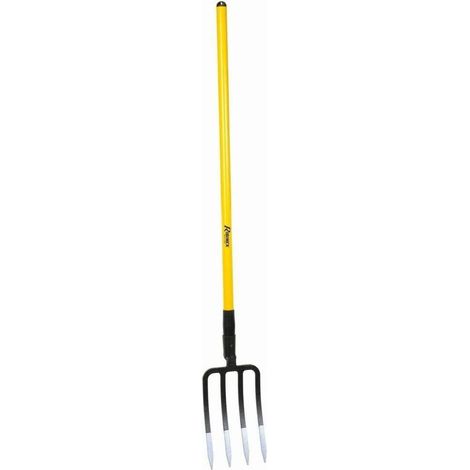 Fourche Bêche 4 Dents - Manche Creux 110 cm - Outil de Jardinage Pratique - Idéale pour le Travail du Sol - D-Work
