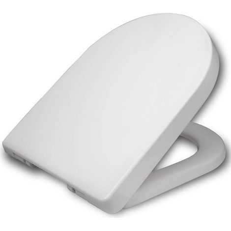 Asiento de inodoro en forma de D con cierre suave para baño familiar blanco 190000736