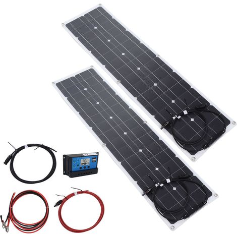 Solarmodul-Set mit 40-A-Controller, 2 USB-Ausgängen (5 V, 2 A), tragbares Solarmodul-Set für Zuhause und Wohnmobil (50 W, 18 V) (1/5)
