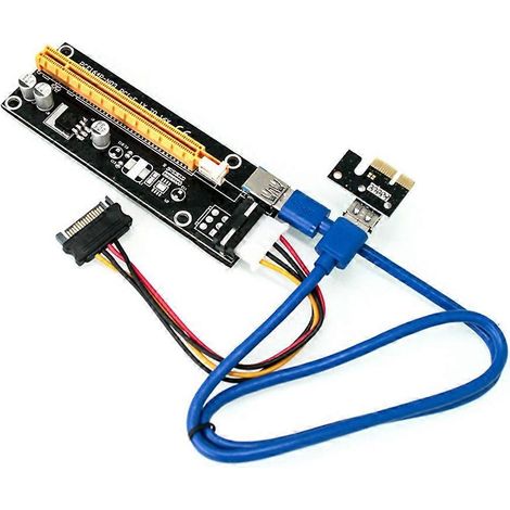 PCI-E 1x auf 16x Adapter-Erweiterungskarte USB 3.0 Daten- und Stromkabel-Kit BTC-Mining (1/5)