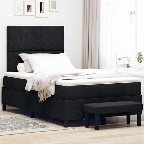 Boxspringbett mit Kopfteil Schwarz 120 x 190 cm Stoff