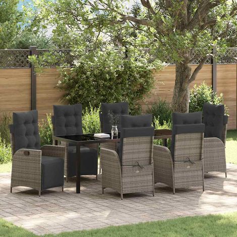 vidaXL Ensemble de salle à manger pour jardin 7 pc Gris polyrotin (1/5)