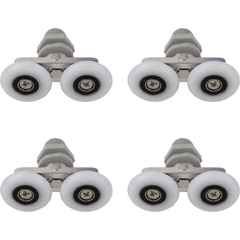 Roulettes Doubles pour Porte de Douche Roulettes pour Porte de Douche Roulettes Coulissantes Porte Salle de Bain Douche Rouleau de Douche de Rechange,Pièces de rechange pour salle de bain 27mm 4 PCS (1/4)