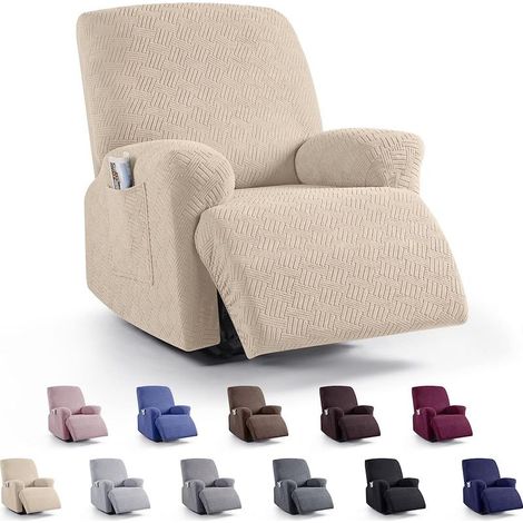 Elastischer Bezug für Einsitzer-Relaxsessel, Bezug für Massagesessel, Bezug für Relaxsofa mit Taschen (1/5)