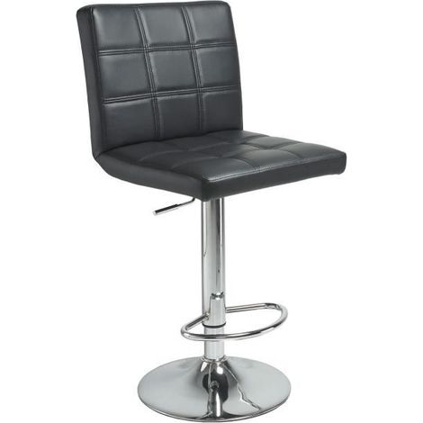 Tabouret rembourré réglable en hauteur coloris noir - Largeur 64 x Profondeur 64 x Hauteur 118-126 cm - JUANIO