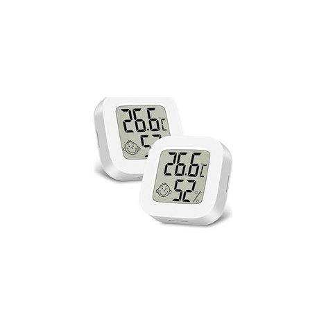 Thermomètre Hygromètre Intérieur - 2 pièces Mini LCD - Température Humidité - Chambre Enfant Maison Bureau - Blanc (1/5)