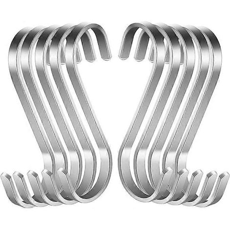 Lot de 10 crochets en S multifonctions en acier inoxydable, pour salle de bain ou chambre. (1/5)