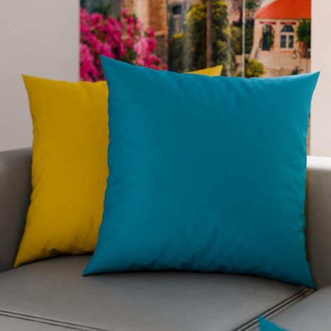 Lot de 2 Taies d'oreiller de Lit 70x50 cm, Housses de Coussin Unies Double Face Bleu Ciel Jaune, Taie Oreiller 100% Microfibre Hypoallergénique (1/3)