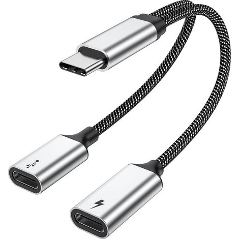Splitter USB-C 1 vers 2, 60W PD, 480Mbps, Double USB-C, Type-C Kabel (1/5)