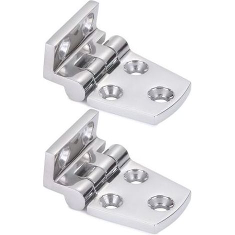 2pcs À toute épreuve Charnière de bateau Armoire de pont d'armoire Charnière pour bateaux en acier Côté court décalé trappe de charnière marine polie par miroir SUS316 1.51 inch x 2.1 (1/5)
