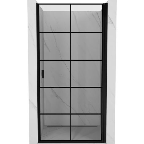 Mexen Mist-B puerta de ducha abatible derecha 70 cm, rejilla negra, negro - 8A2-070-000-70-77-P (1/5)