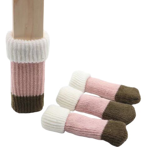 Un juego de 8 protectores de fieltro tejido para las patas de las sillas, aptos para muebles y mesas, que protegen los suelos de los daños causados por el ruido. (1/5)