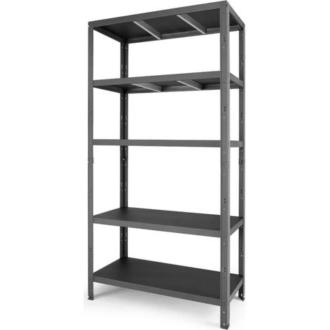 scaffale 5 ripiani in metallo grima "rako" nero 750 kg 100x40x188 cm (1/3)