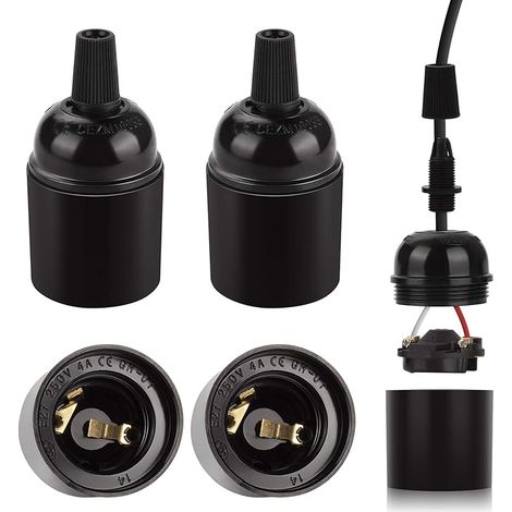 4 pièces E27 bakélite lumière corps tête de lampe avec 007 boucle de fil bricolage accessoires d'éclairage lampe tête support de lampe (1/5)