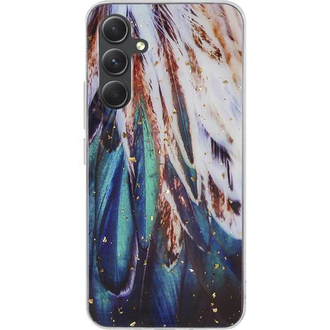 Goldene Glamour-Hülle für Samsung Galaxy A54, Federn (1/4)
