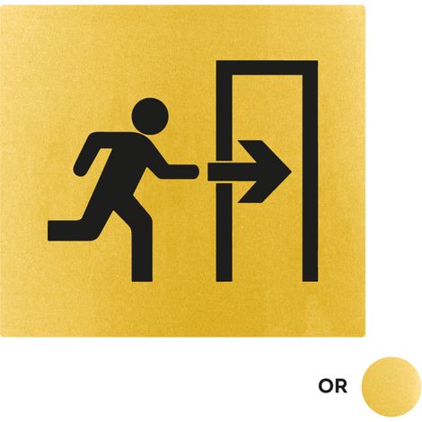 Plaque de porte Sortie de secours flèche droite - Classique or 90x90mm - 4500218