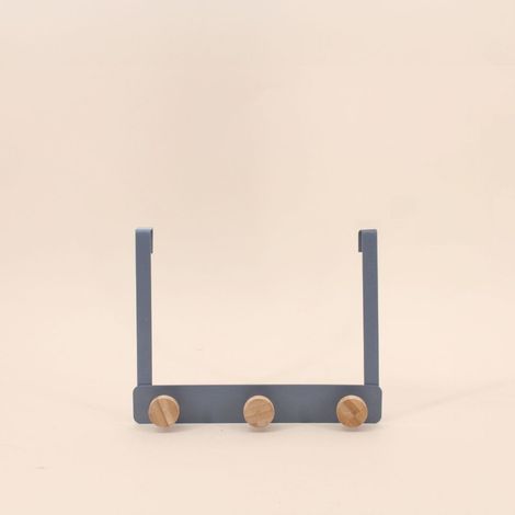 Patère de porte 3 têtes en métal gris 25cm