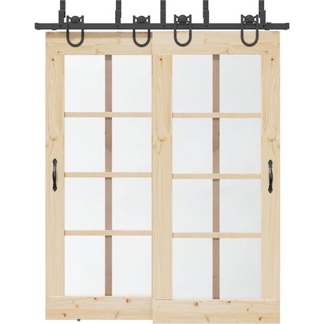 Schiebetürbeschlag-Set 183 cm Stahl Schwarz