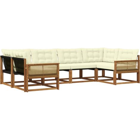 Set di divani da esterno con cuscino 6 pcs Naturale e Crema vidaXL (1/5)
