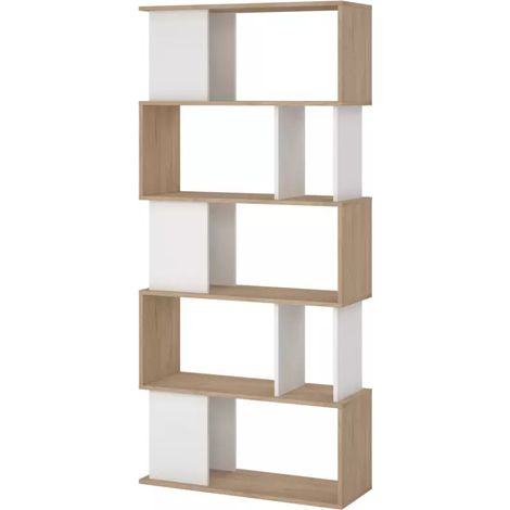 libreria 5 ripiani "labirinto" bianco quercia 80x29,5x173,5 cm