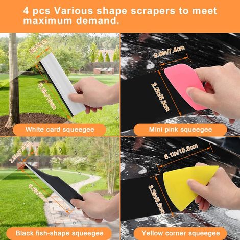 Kit d'outils pour la pose de films teintés sur vitres de voiture, comprenant 9 pièces : raclette et grattoirs. (1/5)