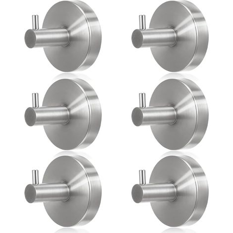Met VacuüM Saugnapfhaken – Leistungsstarke VacuüM Haken – Wiederverwendbar – 6 Stück – Edelstahl 304 – Handtuchhalter – Saugnapf-Aufhängehaken – Drehsaugnapfhaken – Silber (1/5)