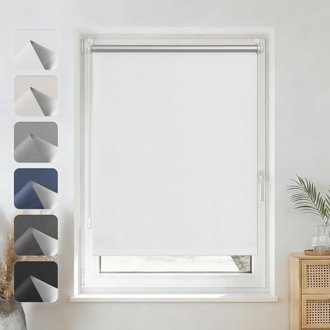 Store Enrouleur Occultant - 1 Unité - Tissu Polyester Blanc - Isolation Thermique et 100% Opaque - Salon Chambre Bureau - 70x100 cm (1/5)