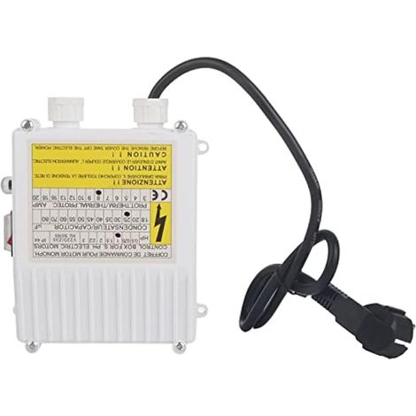 Boîtier de commande de pompe, coffret électrique pour puits profond avec protection thermique, contrôleur de pompe avec interrupteur pour submersible et puits profond (prise européenne 220V 750W) (1/5)