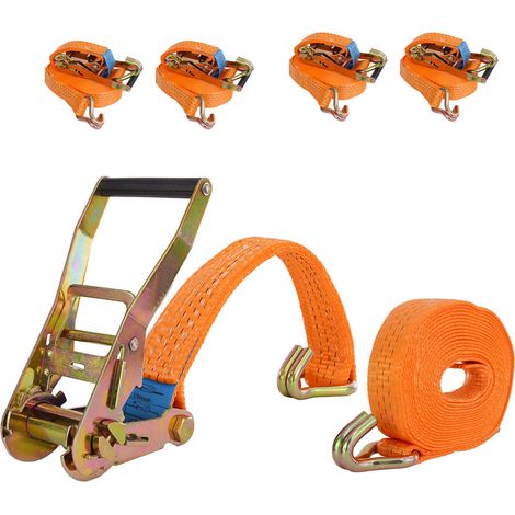 4x Spanngurt mit Ratsche Zurrgurt 6m 3000kg 3to 2-tlg. 35mm TÜV / GS orange (1/5)