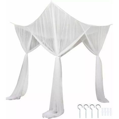 Moustiquaire carrée à 4 ouvertures – Polyester – Blanche – Dimensions 190 × 210 × 240 cm (1/5)