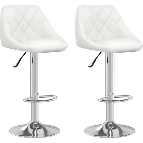 vidaXL Taburetes de cocina 2 unidades cuero sintético blanco (1/2)
