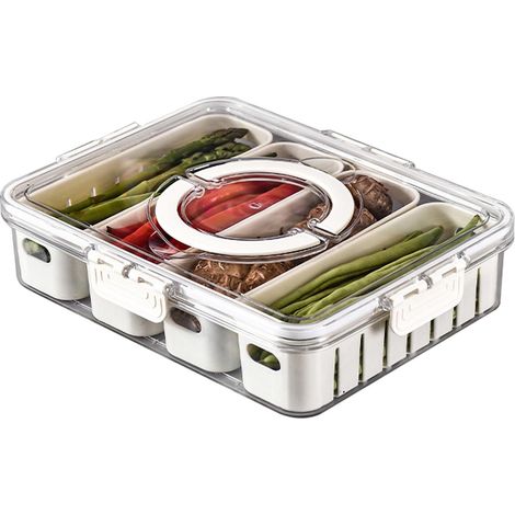 Contenant De Rangement Pour Refrigerateur - Transparent - Empilable Avec Couvercle - En Plastique - Pour Aliments Frais - 1 Pièce