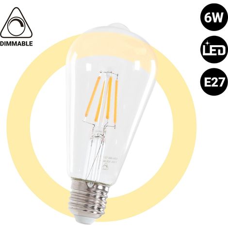 Ampoule à filament LED vintage - E27 ST64 - 6W - Dimmable -