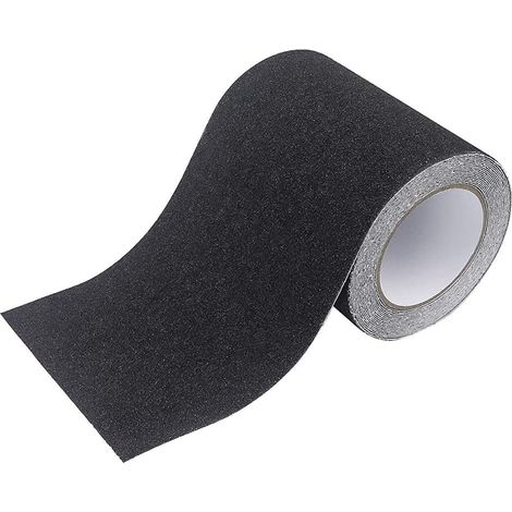 Lntyq Anti-Rutsch-Klebeband, Anti-Rutsch-Klebeband mit hoher Traktion, stark scheuerndes Sicherheitsklebeband für Treppen, Stufen, Geländer, Außen- und Innenbereich, 15 cm x 5 m, Schwarz (1/5)