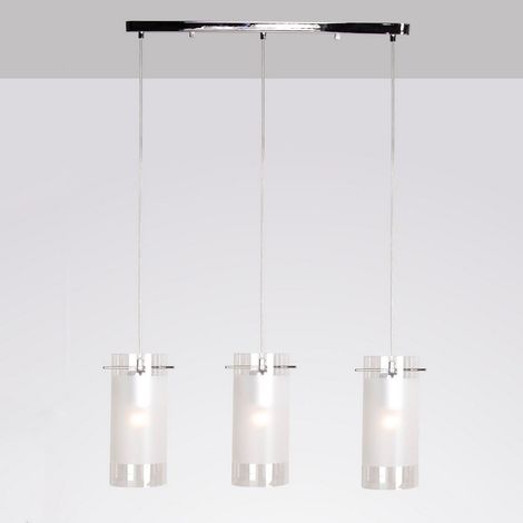 Italux Blend - Suspension moderne à 3 lampes en chrome avec abat-jour blanc et transparent, E27 (1/3)