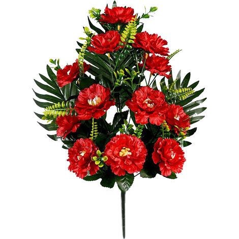 Artificial Peony Bouquet Faux Flowers With Leaves Silk Cloth Perfect Decor For Wedding Party Home Use Red-KZQ (1/2)