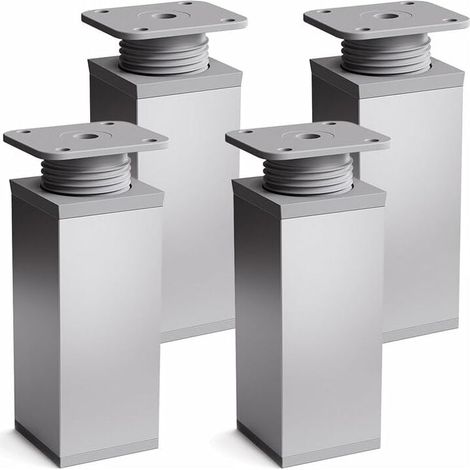 set di 4 gambe per mobili, Altezza: 100 mm (+100 mm) regolabile, Forma angolare: 40 x 40 mm (1/4)