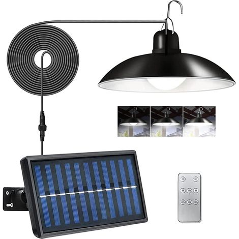Lampes solaires d'extérieur, suspensions solaires pour l'extérieur/l'intérieur, lampes solaires pour jardin extérieur avec minuterie et télécommande, lampe solaire étanche IP65 pour balcon/terrasse/ga (1/4)