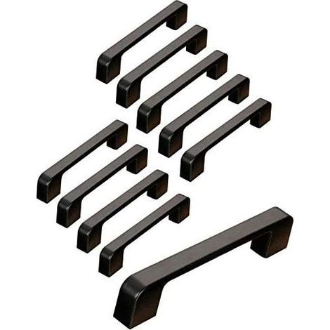 10pcs poignée meuble entraxe 96mm-poignée porte cuisine noire poignee barre meuble poignee de cuisine noire (1/5)
