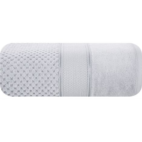 Jessi Handtuch 70x140 cm, silberner Frottee, 500 g/m², mit geprägter Karostruktur und Samtrand