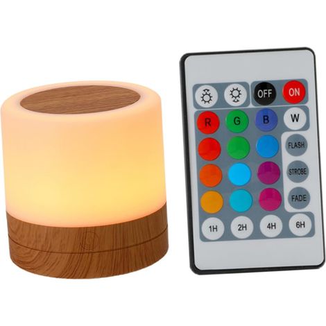 Lampe De Chevet Led Rechargeable à Intensité Réglable En Bois Effet Grain Naturel, Veilleuse Pour Chambre , Lampe Tactile Compacte Portable, (1/5)
