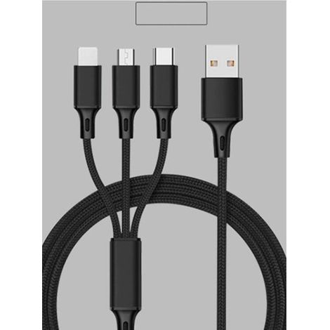 Câble De Chargement 3-en-1 USB-A - Connecteur USB 8 Broches Micro-USB Type-C - 120 cm - Pour Smartphone Et Tablette (1/5)