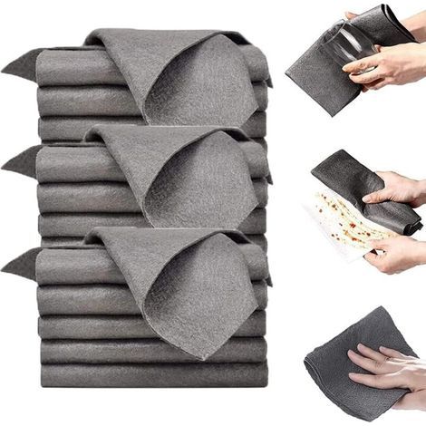 Thickened magic cleaning cloth, reusable cleaning cloths for cleaning windows, kitchens, glass, cars (7.9 x 11.8 inches, gray - 15 pieces) (1/4)