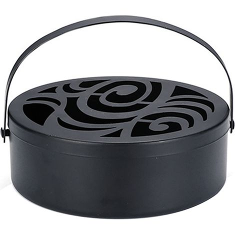 Iron Mosquito Coil Holder Hollow Mosquito Coil Box Round Incense with Handle